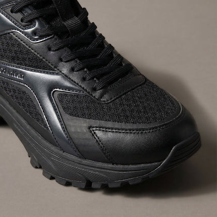 sneakers runner metallizzate in maglia triple black/gunmetal da uomini calvin klein