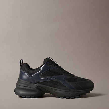 sneakers runner metallizzate in maglia triple black/gunmetal da uomini calvin klein