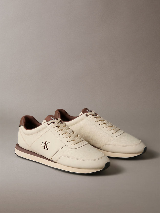 sneakers runner con logo light cashew/cherry cola da uomini calvin klein