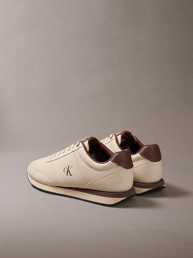 sneakers runner con logo light cashew/cherry cola da uomini calvin klein