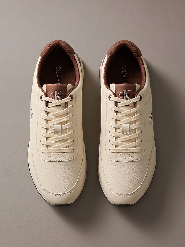 sneakers runner con logo light cashew/cherry cola da uomini calvin klein