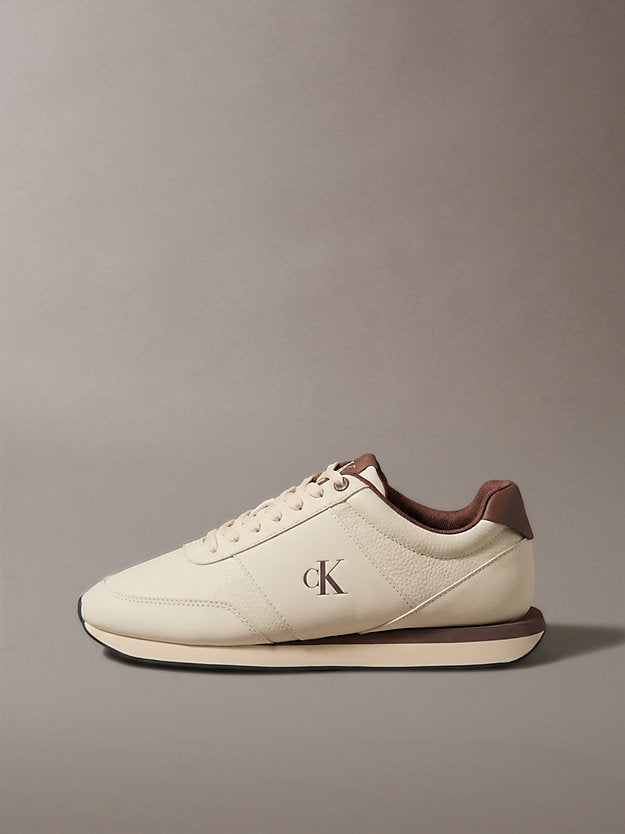 sneakers runner con logo light cashew/cherry cola da uomini calvin klein