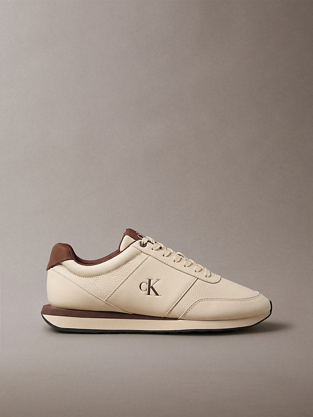 sneakers runner con logo light cashew/cherry cola da uomini calvin klein