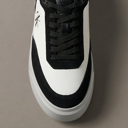 sneakers signature in camoscio e pelle. black/mockingbird/bright white da uomini calvin klein