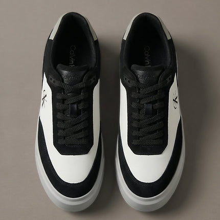 sneakers signature in camoscio e pelle. black/mockingbird/bright white da uomini calvin klein