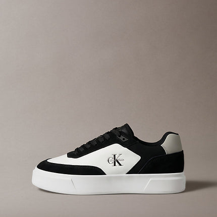 sneakers signature in camoscio e pelle. black/mockingbird/bright white da uomini calvin klein