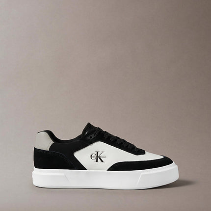 sneakers signature in camoscio e pelle. black/mockingbird/bright white da uomini calvin klein