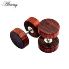 Alisouy 2PC Moda Orecchini a bottone in legno Orecchini Marrone naturale Nero 8 10 12mm Punk Bilanciere Tappi per le orecchie finti Brincos per le donne degli uomini platinumshop