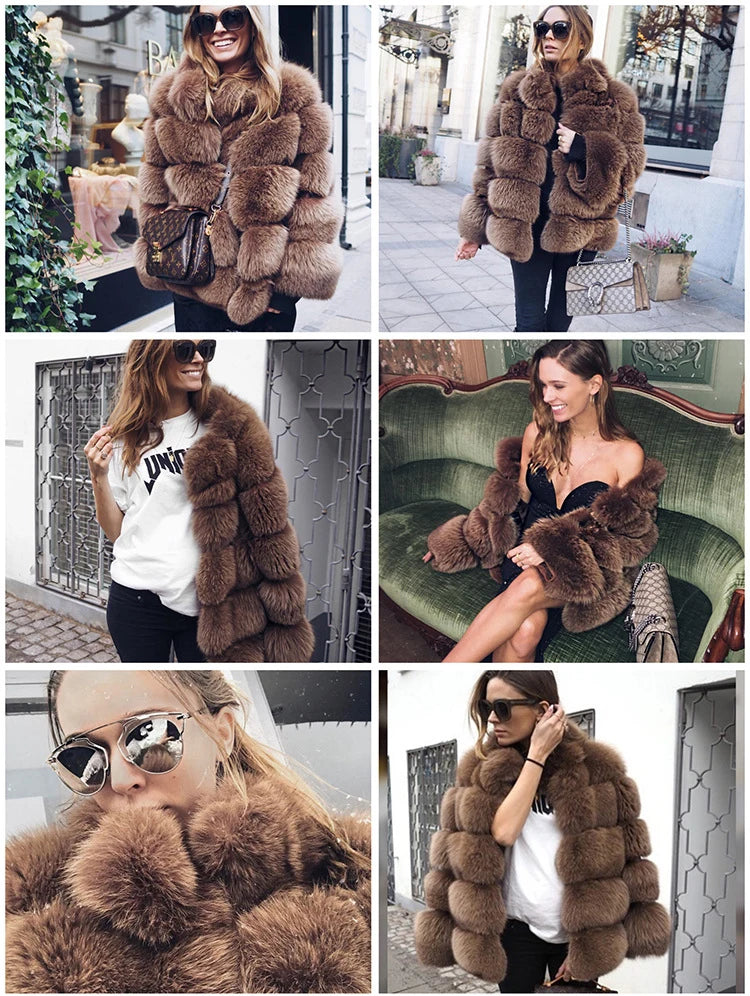 ZADORIN Winter Outerwears Furry Faux Fur Coat Women Stand Collar Long Sleeve Fake Fur Jacket Fur Coats fourrure abrigos mujer