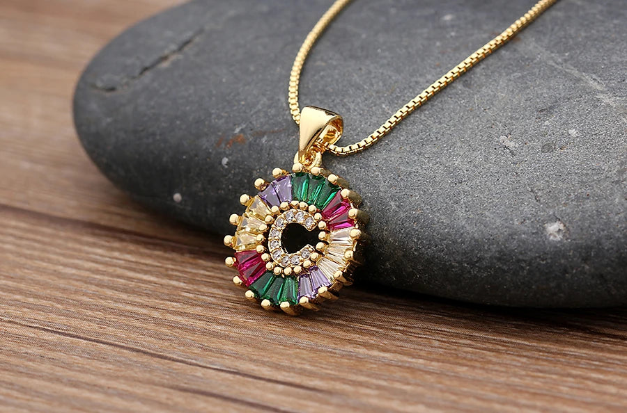 Nidin vendita calda iniziale multicolore zircone collana fascino lettera collana nome gioielli per donna uomo accessori regalo per feste
