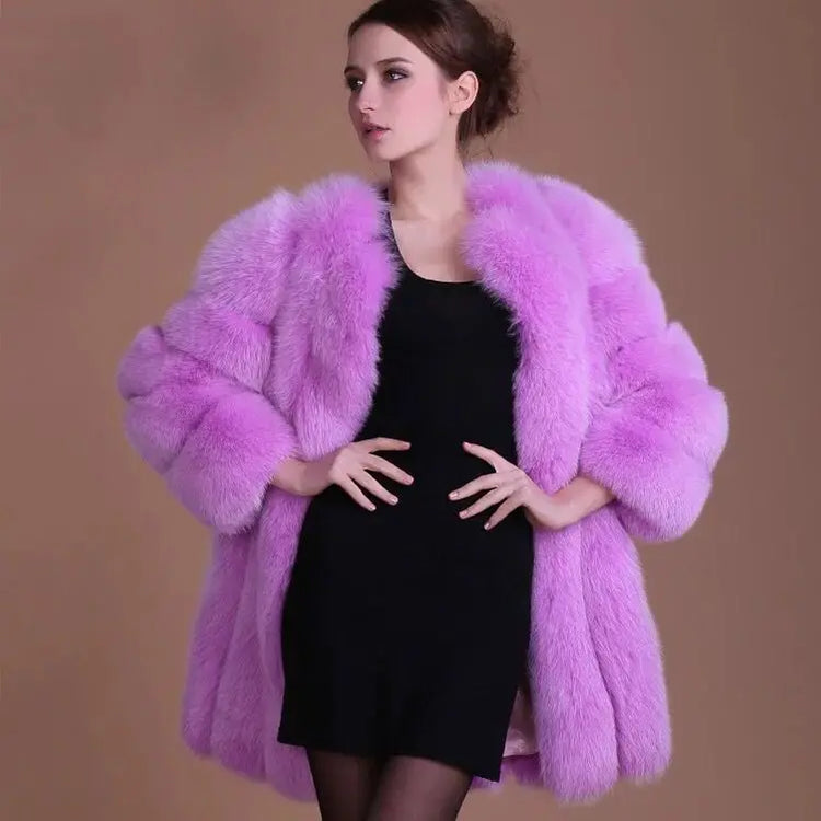 ZADORIN High Quality Winter Women Coats Luxury Faux Fox Fur Coat Thick Warm Long Fluffy Fur Jacket Pink Coat Bontjas