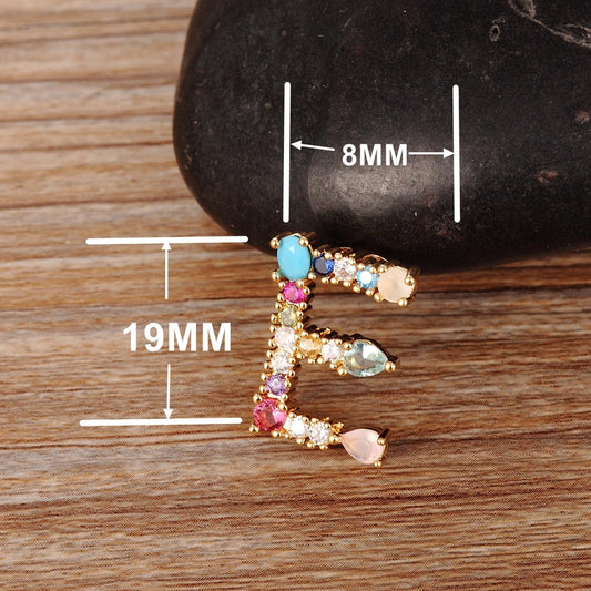 Nidin vendita calda colore arcobaleno iniziale CZ collana fascino lettera ciondolo nome gioielli accessori donna Fine festa regalo di compleanno