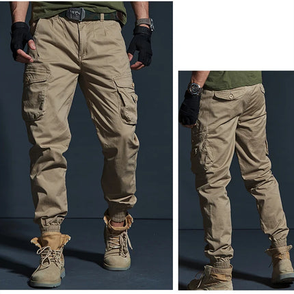 High Quality Khaki Casual Pants Men Tactical Joggers Camouflage Cargo Pants Multi-Pocket Fashions Black Army Trousers Work Wear