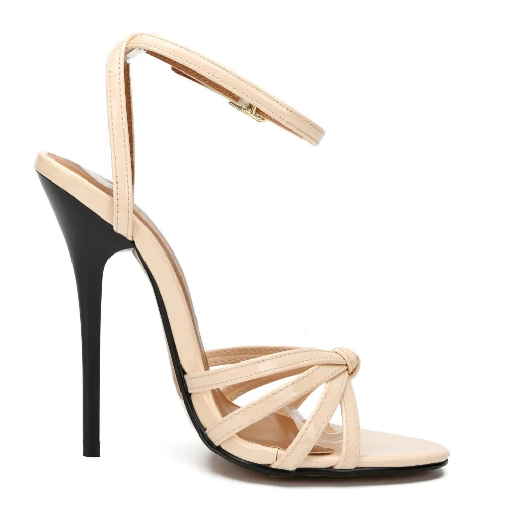 New Oversized Women's Shoes Fake Women's Cross Dressing Fun Shoes large-size 37-48 Thin high heels 13cm lace up women's sandals