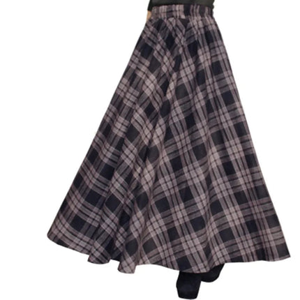 TIYIHAILEY-Women's Long Maxi Thick A-line Skirts, Elastic Waist, Plaid Woolen Skirts, Warm with Pocket, Winter, New Custom Made PlatiNum