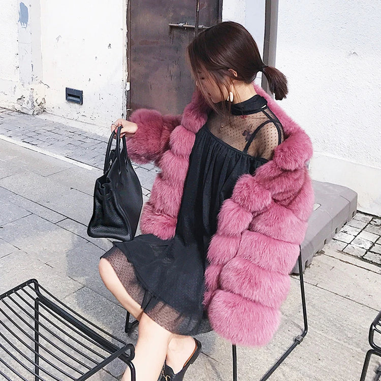 ZADORIN Winter Outerwears Furry Faux Fur Coat Women Stand Collar Long Sleeve Fake Fur Jacket Fur Coats fourrure abrigos mujer