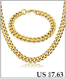 Set di gioielli da uomo Color oro acciaio inossidabile Miami Curb Cuban Link Chain bracciale collana Set Punk Hip Hop gioielli regalo maschile platinumshop