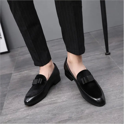 movechain Scarpe da festa di nozze in pelle da uomo con fiocco Moda uomo Mocassini da guida Mocassini Uomo Casual Slip-On Flats