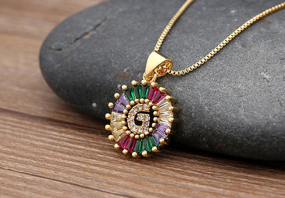 Nidin vendita calda iniziale multicolore zircone collana fascino lettera collana nome gioielli per donna uomo accessori regalo per feste