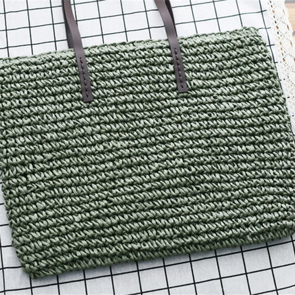 Women's Bag Summer Beach Bag Large Capacity Knitted Straw Hand-woven Rattan Beach Bag Bohemia Leather Women's Shoulder Bag New