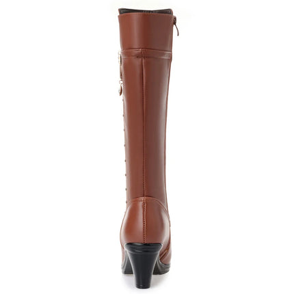 GKTINOO Winter Knee High Boots Warm Wool Fur Shoes Woman High Heels Soft Leather Non-slip Women's Winter Boots Footwear Botas