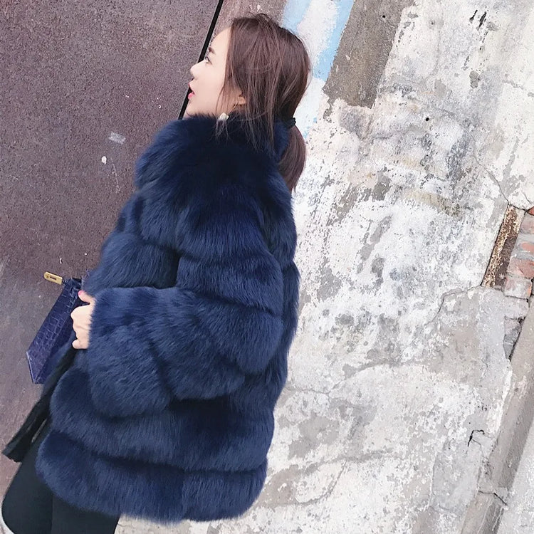 ZADORIN Winter Outerwears Furry Faux Fur Coat Women Stand Collar Long Sleeve Fake Fur Jacket Fur Coats fourrure abrigos mujer