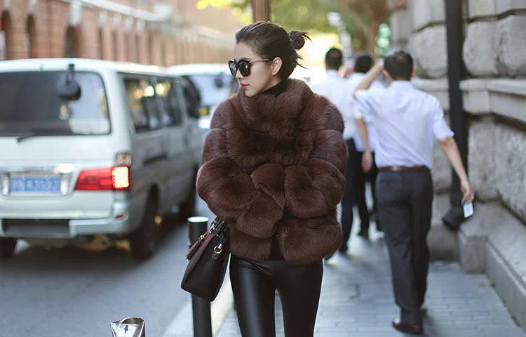 ZADORIN High Quality Thicken Pink Faux Fur Coat Women Winter Stand Collar Long Sleeve Faux Fur Jacket Gilet Fourrure Bontjas