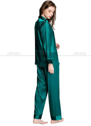 Regalo Delle Donne Raso di Seta Pigiama Set Pigiama Pigiama Set PIGIAMA Indumenti Da Notte Loungewear S, M, L, XL, 2XL, 3XL Più Solido platinumshop
