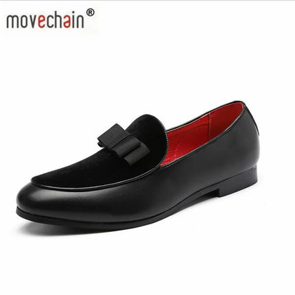 movechain Scarpe da festa di nozze in pelle da uomo con fiocco Moda uomo Mocassini da guida Mocassini Uomo Casual Slip-On Flats