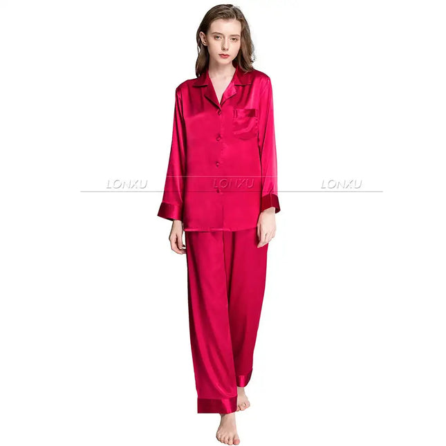 Regalo Delle Donne Raso di Seta Pigiama Set Pigiama Pigiama Set PIGIAMA Indumenti Da Notte Loungewear S, M, L, XL, 2XL, 3XL Più Solido platinumshop