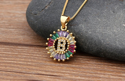 Nidin vendita calda iniziale multicolore zircone collana fascino lettera collana nome gioielli per donna uomo accessori regalo per feste