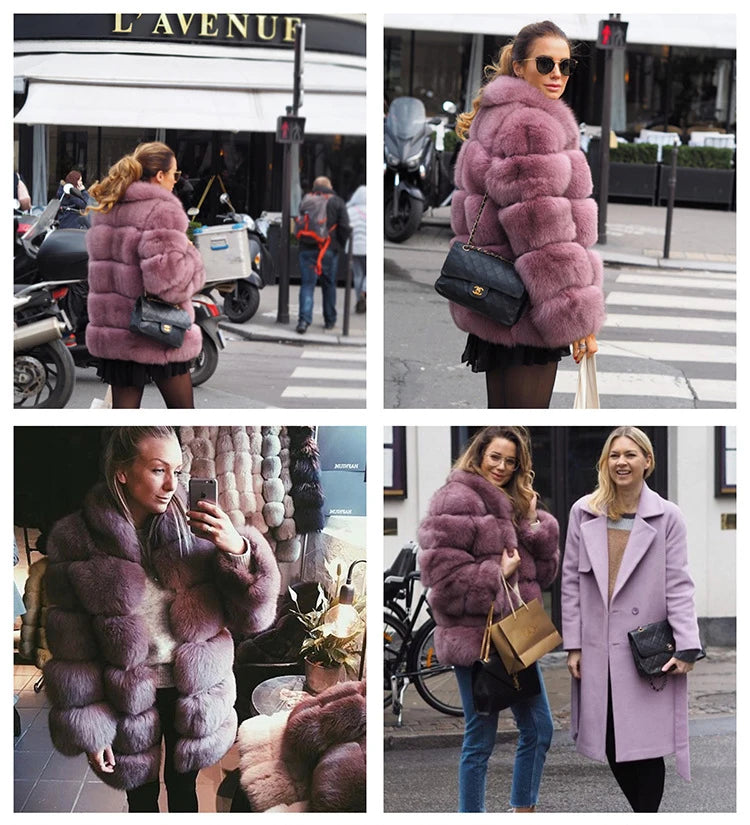 ZADORIN Winter Outerwears Furry Faux Fur Coat Women Stand Collar Long Sleeve Fake Fur Jacket Fur Coats fourrure abrigos mujer
