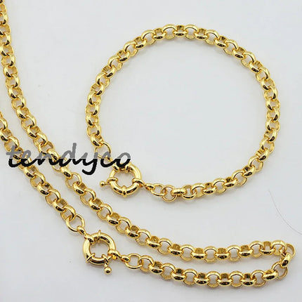 Set di gioielli da donna da uomo da 6 mm, set di braccialetti con collana Rolo a maglie color oro giallo unisex platinumshop