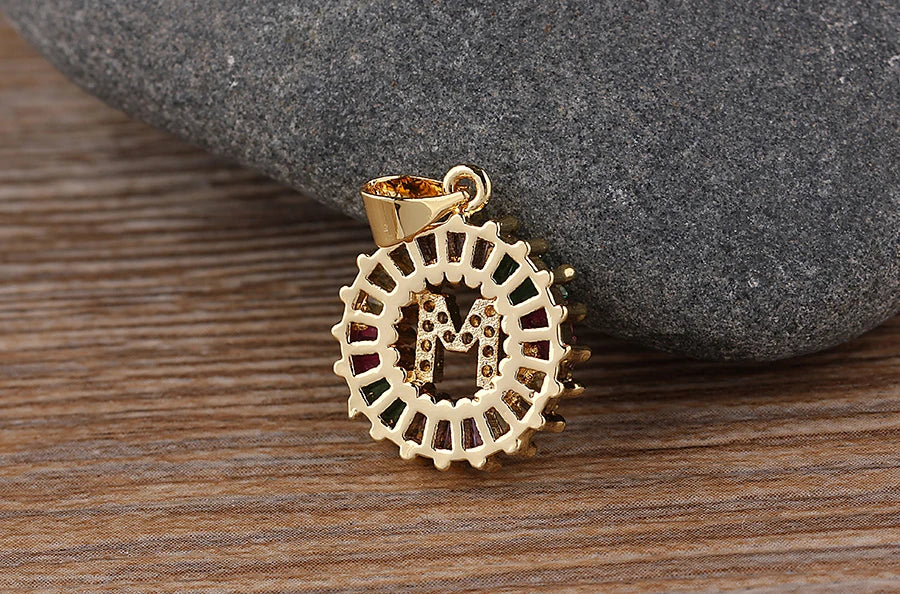Nidin vendita calda iniziale multicolore zircone collana fascino lettera collana nome gioielli per donna uomo accessori regalo per feste