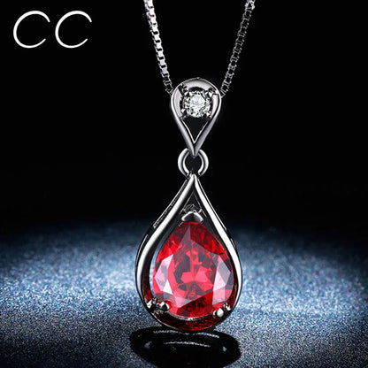 Goccia D'acqua di lusso Collana di Pietra Rossa Per Le Donne Bella Gioielli Pendenti Della Collana per la Cerimonia Nuziale Del Partito N005