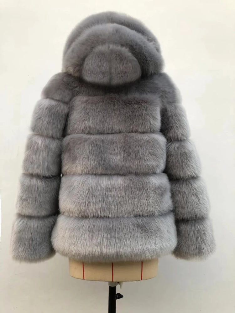 ZADORIN Winter Thick Warm Fluffy Faux Fur Coat Women Furry Hooded Long Sleeve Faux Fur Jacket Luxury Fur Coats Female Outerwears