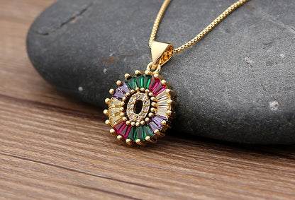 Nidin vendita calda iniziale multicolore zircone collana fascino lettera collana nome gioielli per donna uomo accessori regalo per feste