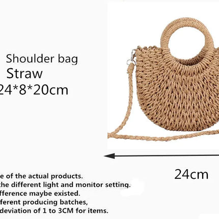 Yogodlns Borsa a tracolla intrecciata in rattan semicircolare fatta a mano Borse a tracolla a tracolla da donna estive Borsa da spiaggia piccola per ragazze Novità