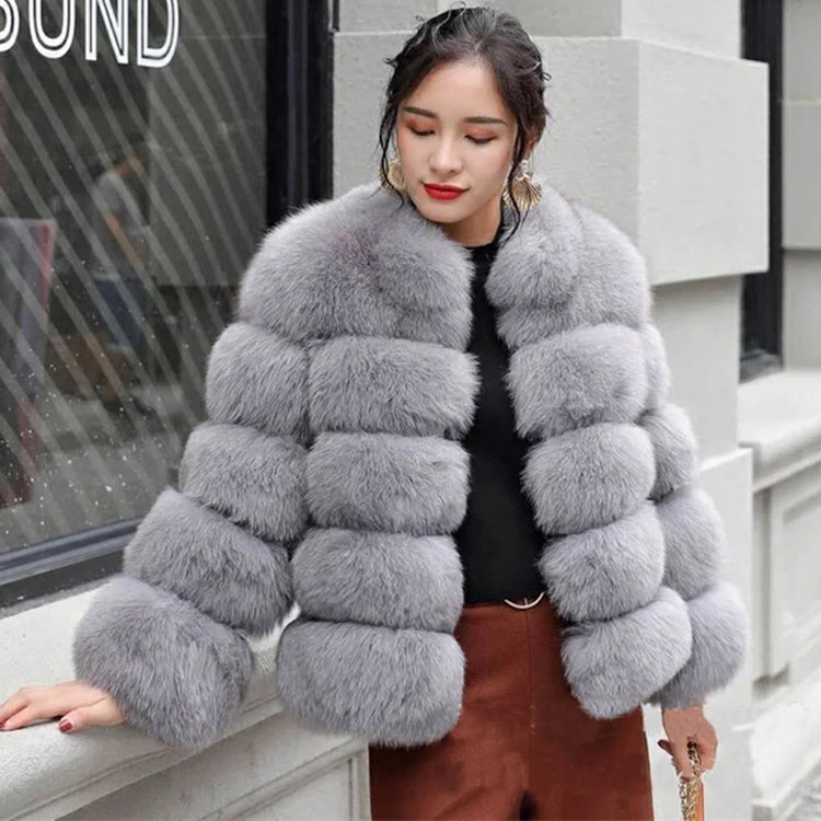 ZADORIN High Quality Thicken Pink Faux Fur Coat Women Winter Stand Collar Long Sleeve Faux Fur Jacket Gilet Fourrure Bontjas