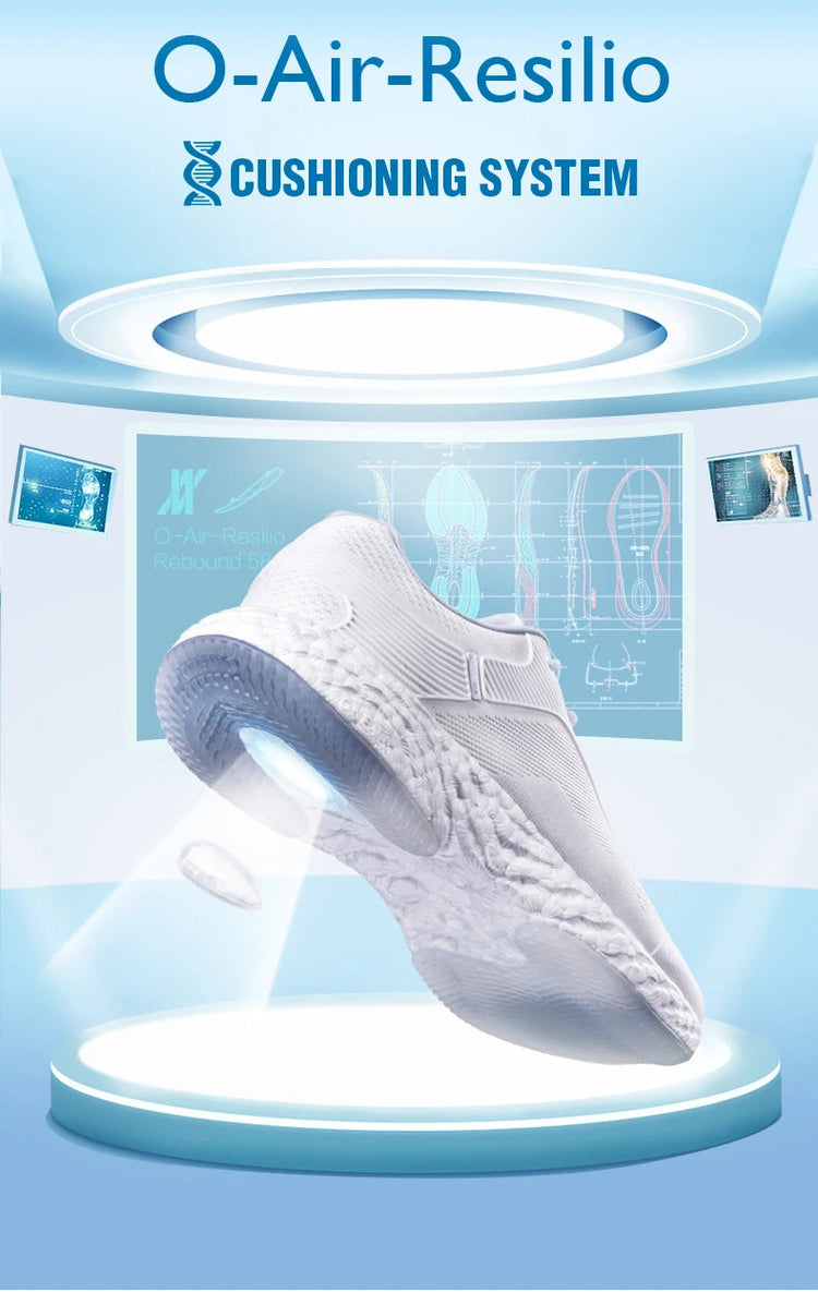 ONEMIX Scarpe da corsa bianche per uomo Outdoor Donna Sneakers atletiche Maratona Sport Scarpe da passeggio Viaggi Trekking Calzature da jogging PlatiNum