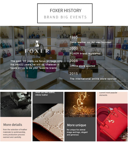 FOXER Women Genuine Leather Handbag Lady Large Capacity Crossbody Shoulder Bags Cowhide Top Handle Tote Festival Gift For Female