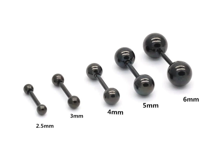 SE02 orecchini a bottone a sfera rotonda con retro a vite in titanio nero per donna uomo orecchini in acciaio inossidabile 316l gioielli di buona qualità platinumshop