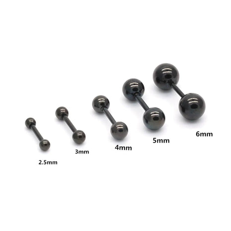 SE02 orecchini a bottone a sfera rotonda con retro a vite in titanio nero per donna uomo orecchini in acciaio inossidabile 316l gioielli di buona qualità platinumshop