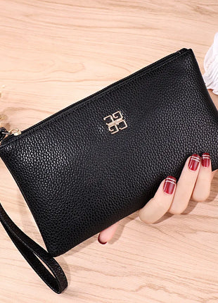Portafoglio lungo casual da donna in pelle PU con grana litchi, tasca per telefono con cerniera, porta carte di credito, portamonete femminile