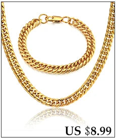 Set di gioielli da uomo Color oro acciaio inossidabile Miami Curb Cuban Link Chain bracciale collana Set Punk Hip Hop gioielli regalo maschile platinumshop