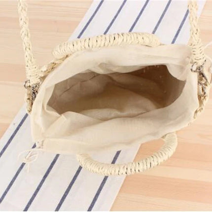 Yogodlns Borsa a tracolla intrecciata in rattan semicircolare fatta a mano Borse a tracolla a tracolla da donna estive Borsa da spiaggia piccola per ragazze Novità