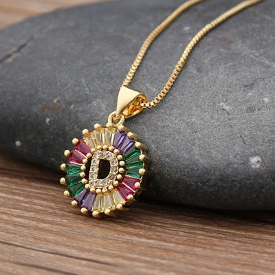 Nidin vendita calda iniziale multicolore zircone collana fascino lettera collana nome gioielli per donna uomo accessori regalo per feste