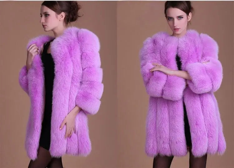 ZADORIN High Quality Winter Women Coats Luxury Faux Fox Fur Coat Thick Warm Long Fluffy Fur Jacket Pink Coat Bontjas