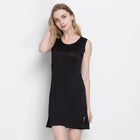 Abito da notte da donna in seta naturale lavorata a maglia, abito sottoveste basic solido, slip COMP
