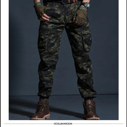 High Quality Khaki Casual Pants Men Tactical Joggers Camouflage Cargo Pants Multi-Pocket Fashions Black Army Trousers Work Wear